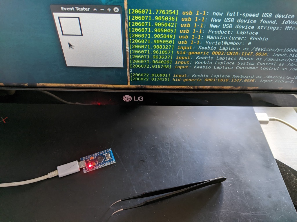 Testing the microcontroller with a tweezer