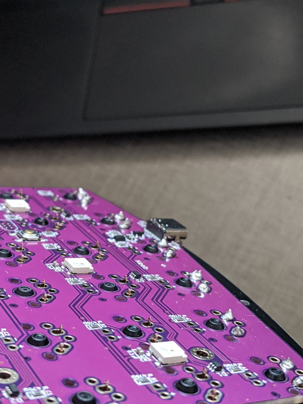 macro picture of the PCB to show the soldering